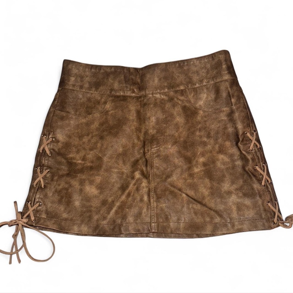 Princess Polly Tan Lace-Up Mini Skirt